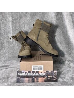 Rockport Ryleigh Women's Sz. 9Waterproof Lace Up Combat Boots Suede Olive Green